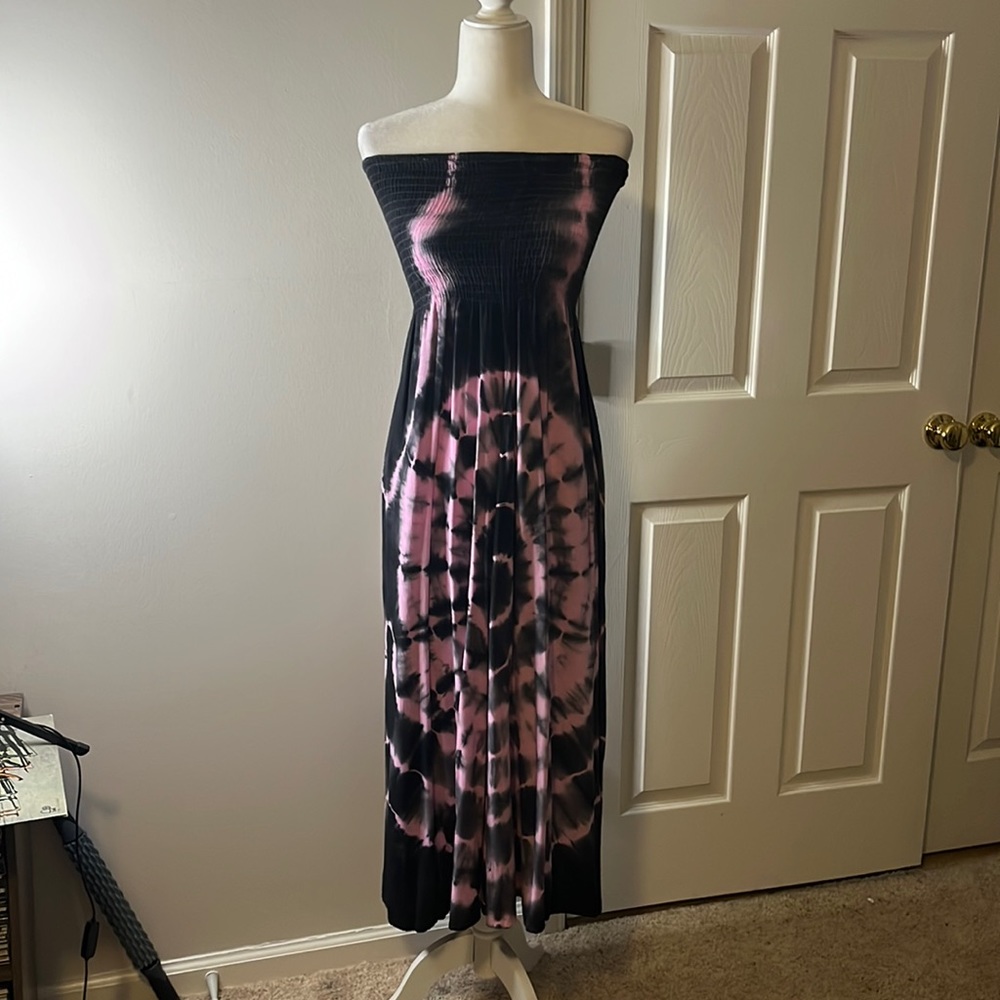 Strapless smocked maxi dress